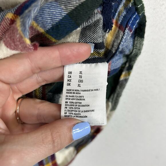 American Eagle Long Sleeve Button Up Flannel Shirt Mens XL Classic Fit Plaid Top - Picture 4 of 11